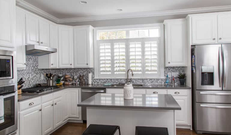 Polywood shutters in a Orlando gourmet kitchen.